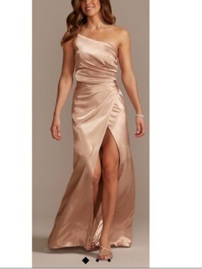 Galina Signature Charmeuse Draped One-Shoulder Dress Size 4